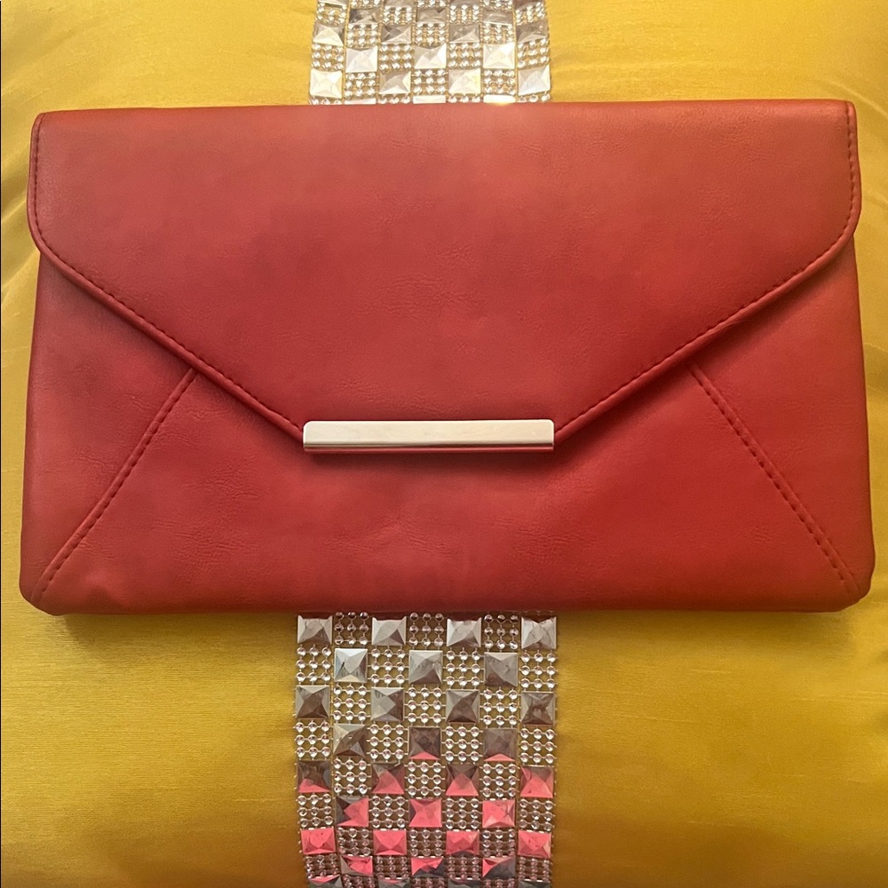 Style & Co. Elegant Red Clutch with Metallic Detail